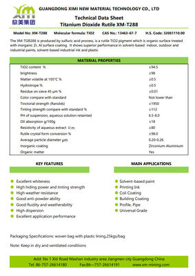 High Whiteness Titanium Dioxide Tio2 With Organic Surface Treatment